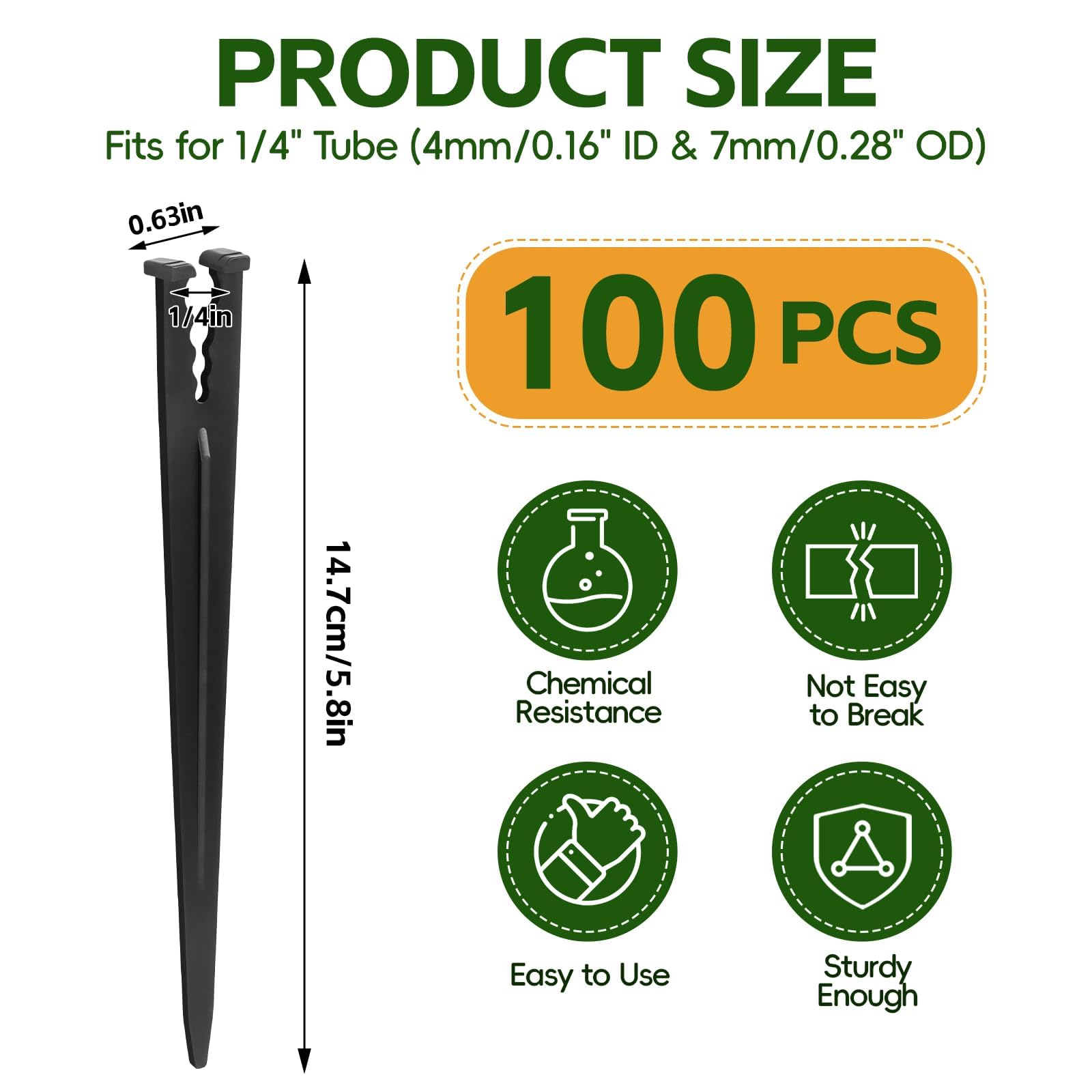 100 piquets Support pour Système d'Irrigation Goutte à Goutte, Kalolary Supports Tuyau d'Irrigation Goutte à Goutte 1/4 pouce Tuyaux 4/7 mm Système d'Irrigation Jardin Surélevé Serre Arroseur, Forme Y
