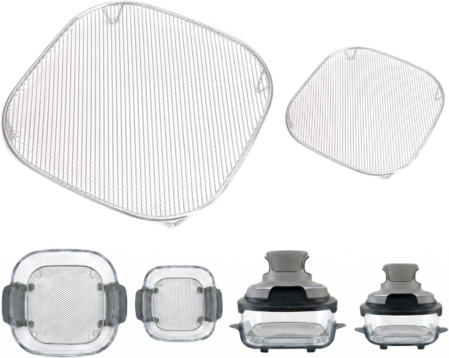 2-Pack Stainless Steel Racks with Small Mesh grid for Small Food&French Fries