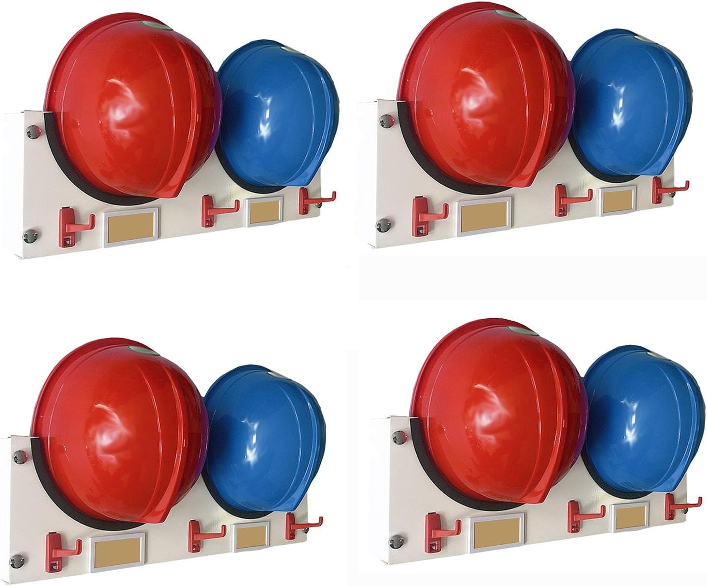 Hard Hat Hangers - 4-Piece Wall-Mounted Helmet Holder Organizers with Hook & Label Design for Construction Workers, Ideal for Indoor Facilities - Galvanized Steel