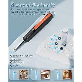 Loyker Ear Wax Removal Tool Camera, Ear Cleaner with 1080P Camera, Earwax Removal Cleaning Kit with 6 Ear Pick, Otoscope for iPhone, iPad, Android Phones, Orange