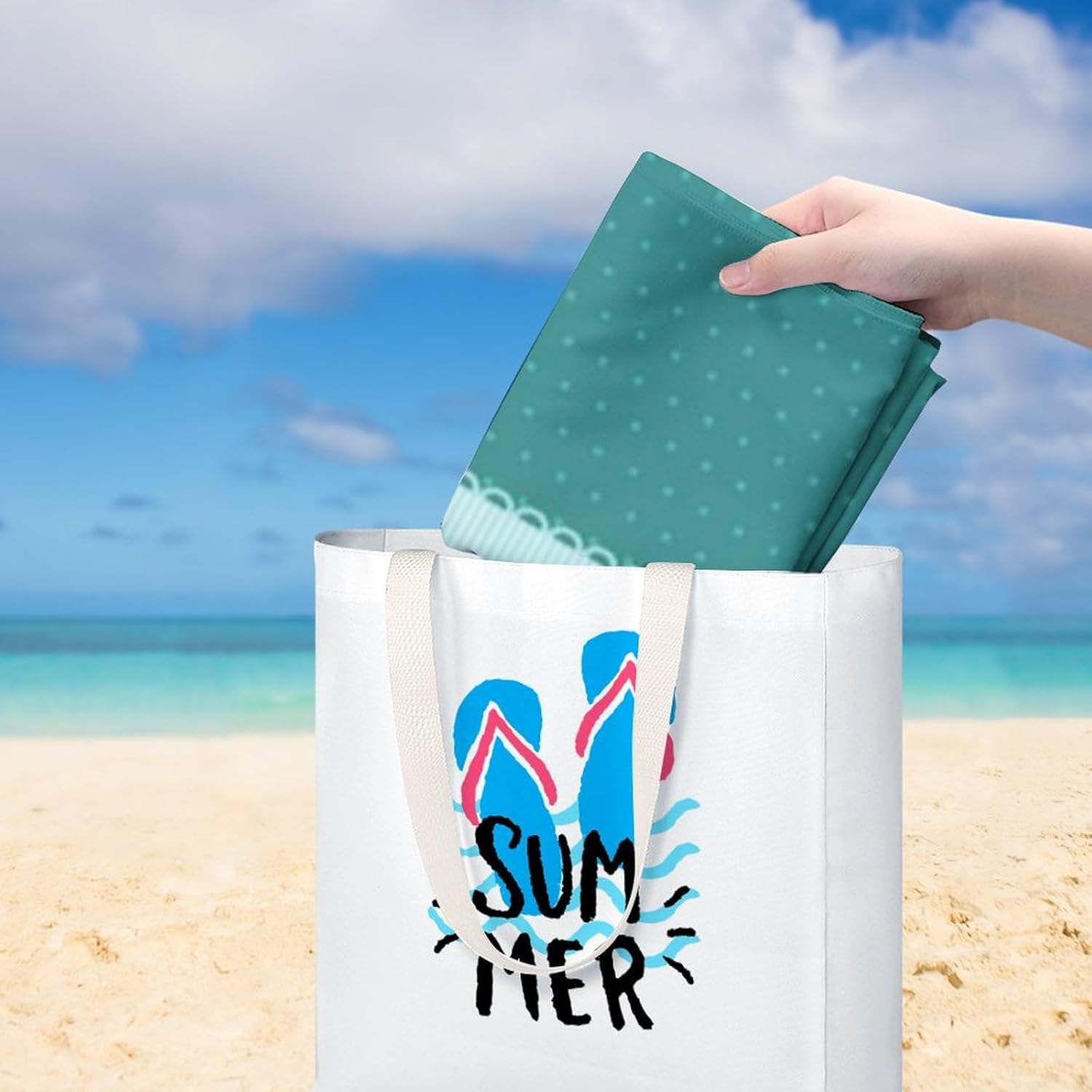 Aqua Teal Turquoise Blue Stripes Polka Dots Beach Towel, Quick Dry & Sand Free Beach Towels 31" X 51" Microfiber Pool Towels for Hotel or Bathroom Tub