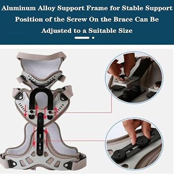 SFKLYU Cervical Thoracic Orthosis Adjustable Head Neck Chest Thoracic Brace, Open Design Orthosis Cervical Thoracic Halo Brace for Spine Correction and Neck Care