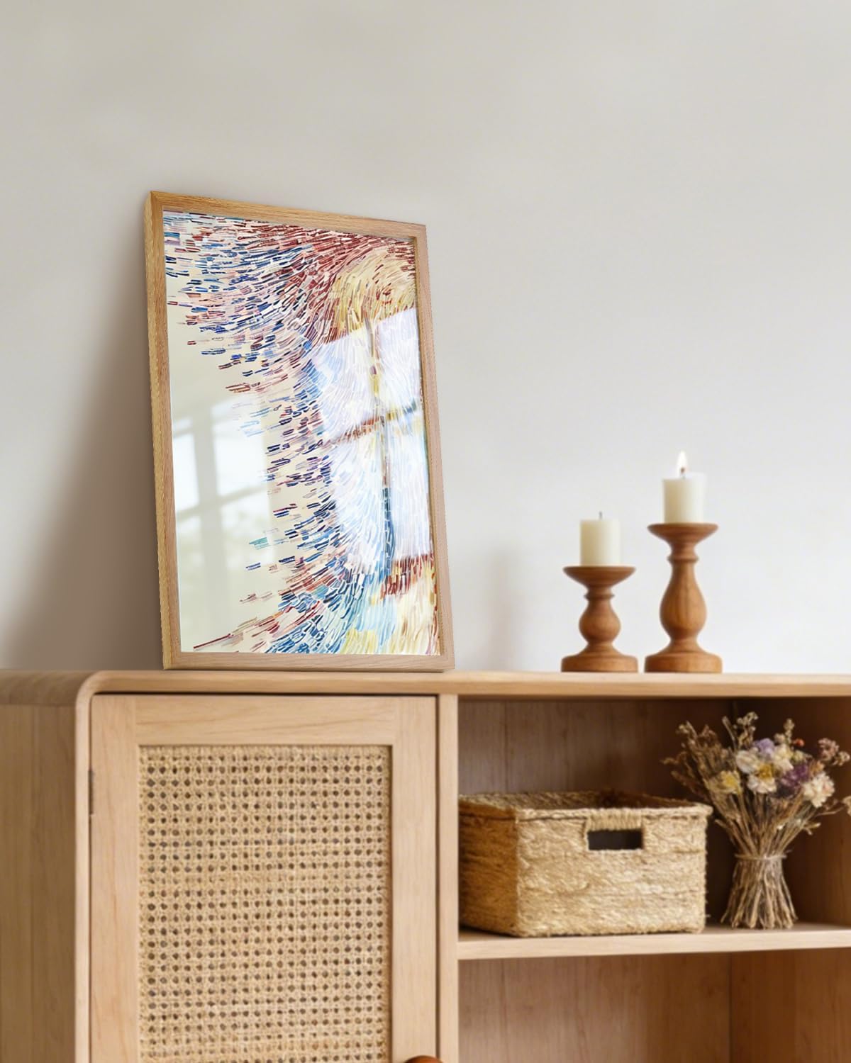 Oak Series 12x16 Solid Oak Picture Frame, Natural Grain Finish, Matted to 9.6x11.6, Gallery-Style Acrylic Front, Minimalist Narrow Border