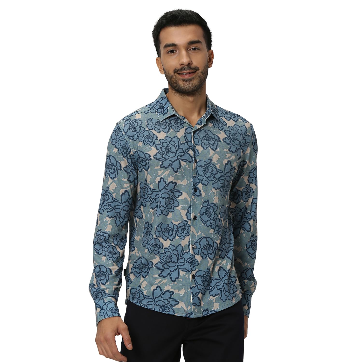 MUFTI Men’s Printed Slim Fit Polyester Casual Shirt with Spread Collar & Full Sleeve(Also Available in Plus Size) |Cotton Casual Shirt for Men | Casual Shirt for Men