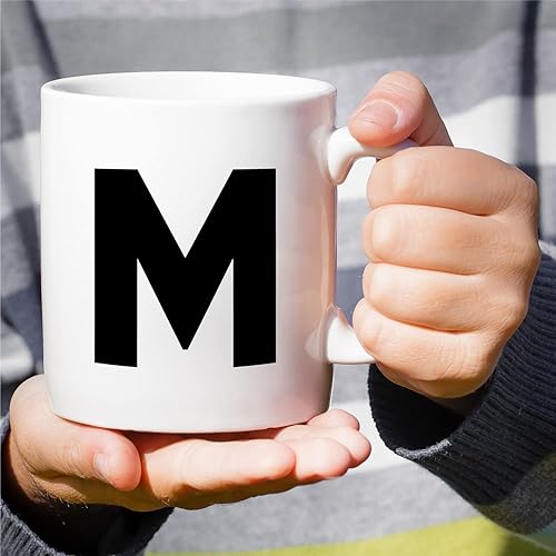 Miniatura 4 de Retreez Taza de café de cerámica con monograma del alfabeto de la A a la Z con monograma de 11 onzas, agradecimiento de graduación, agradecimiento,