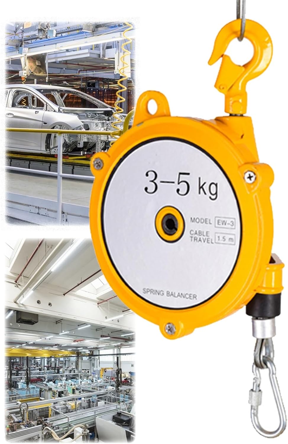 Heavy Duty Retractable Spring Balancer Tool Holder for Assembly Lines - Ideal Balancer Retractor for Automotive Processing (3-5kg) - Durable, Adjustable & Easy to Use