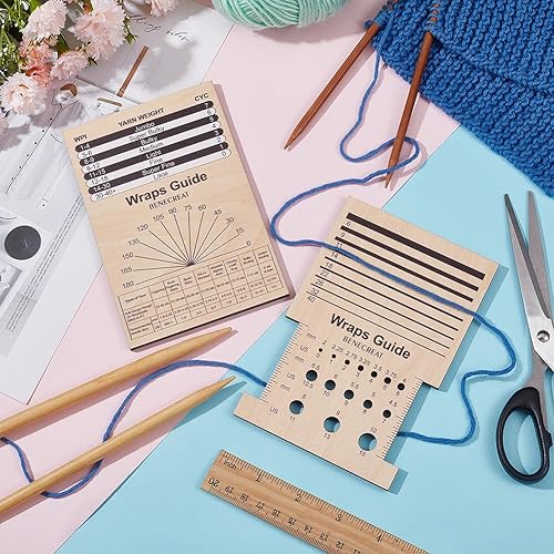 Miniatura 10 de BENECREAT 2 unidades de calibre de aguja de tejer para calcetines de madera, ovalados rectángulos, tablero guía de giro de madera, tarjeta de