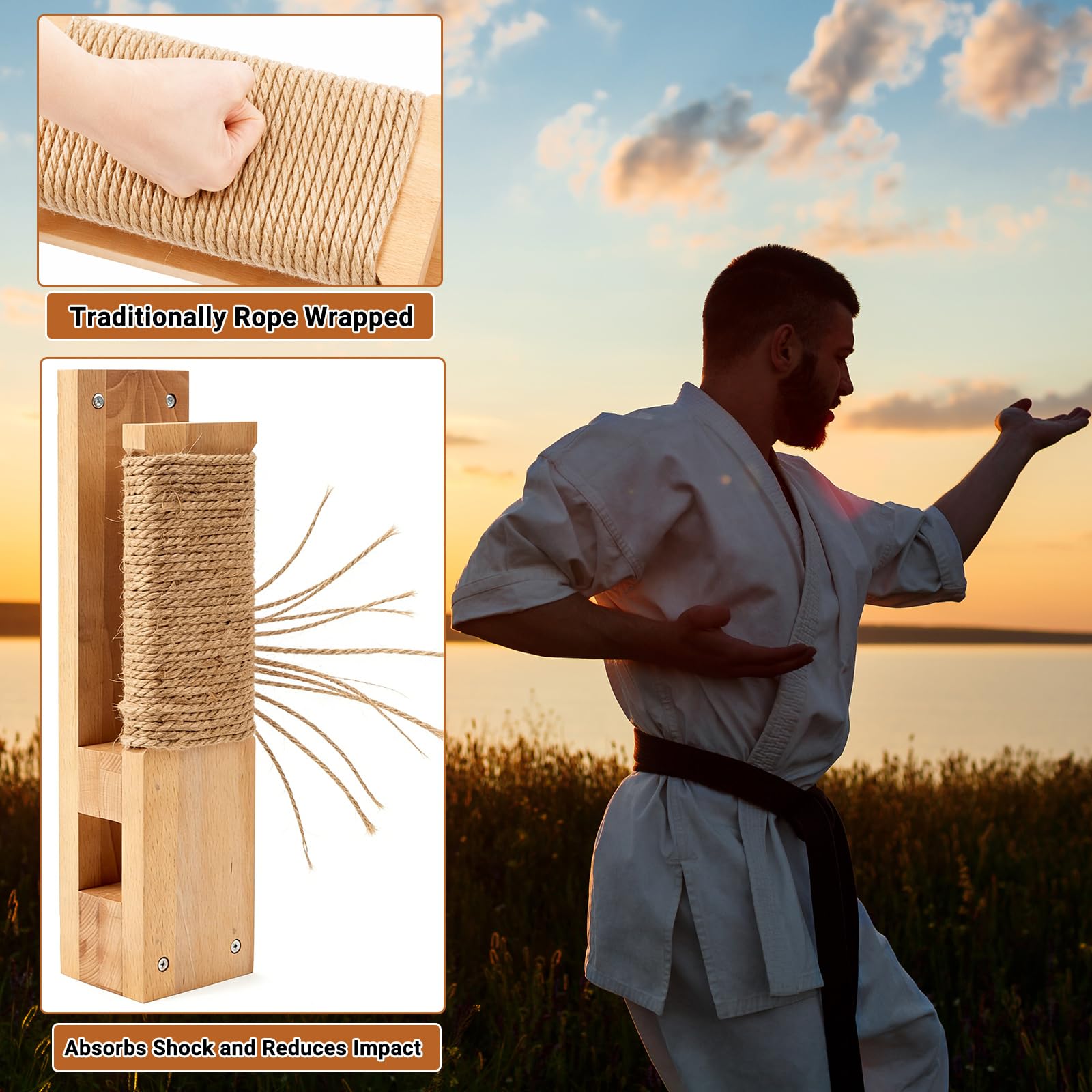 Leinuosen Wandhalterung Makiwara Board Traditionelles Makiwara Punching Board Strike Pad für Erwachsene Kampfsport Training Karate Taekwondo