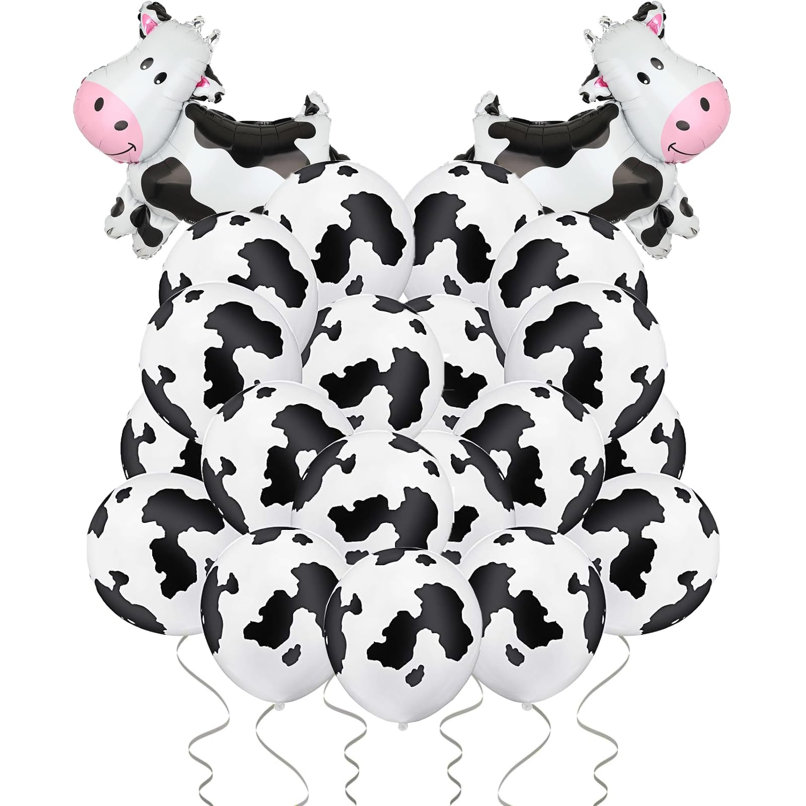 100 PCS Cow Print Balloons, 2 Pcs Big Cow Balloons 12 inch Cow Balloon Children's Party Cowboy Theme Birthday Party Girl's First Birthday Granary Farm
