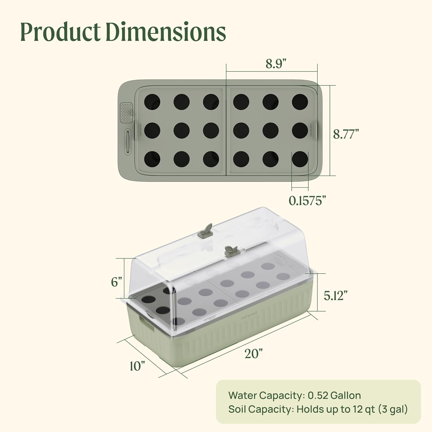 EZ Leafy Planter – Self-Watering Indoor Planter Box with Reservoir & Humidity Dome | Soil-Based Countertop Garden Kit for Leafy Greens, Lettuce, Spinach & Herbs | Kitchen Windowsill Planter