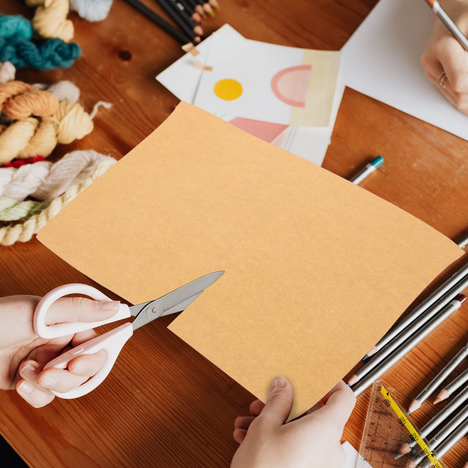 Carta per Etichette Adesive A4 in Carta Kraft 100 Fogli | Scrivibile, Resistente Agli Strappi, Formato Portatile, per Stampante Sticker e Applicazioni in Ufficio