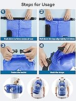 Vista 5 de HEETA Bolsa Seca Impermeable para Mujeres y Hombres, 5L/10L/20L/30L/40L Tapa Enrollable Bolsa de Almacenamiento Seca Ligera Mochila con Funda