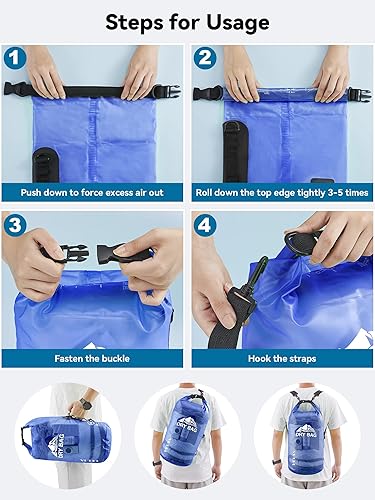 Miniatura 5 de HEETA Bolsa Seca Impermeable para Mujeres y Hombres, 5L10L20L30L40L Tapa Enrollable Bolsa de Almacenamiento Seca Ligera Mochila con Funda para