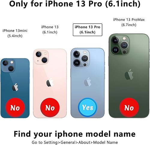 Miniatura 2 de TopPerfekt Funda tipo cartera de piel con tapa compatible con iPhone 13 Pro de 6.1 pulgadas, para mujeres y niñas con tarjetero y doble cierre