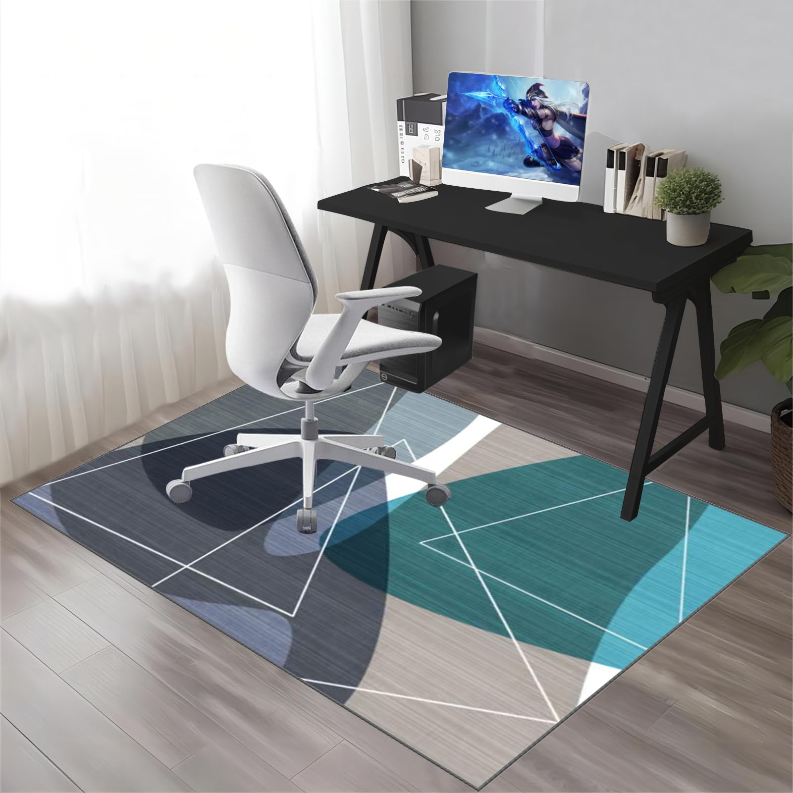 Bürostuhl Teppich Bodenschutzmatte für Hartböden und Teppich Stuhlunterlage Gaming Bodenschutzmatte Bürostuhl Matte Bodenmatte rutschfest Bürostuhlunterlage Gaming Bürostuhl Stuhlmatten 100 x 120 cm
