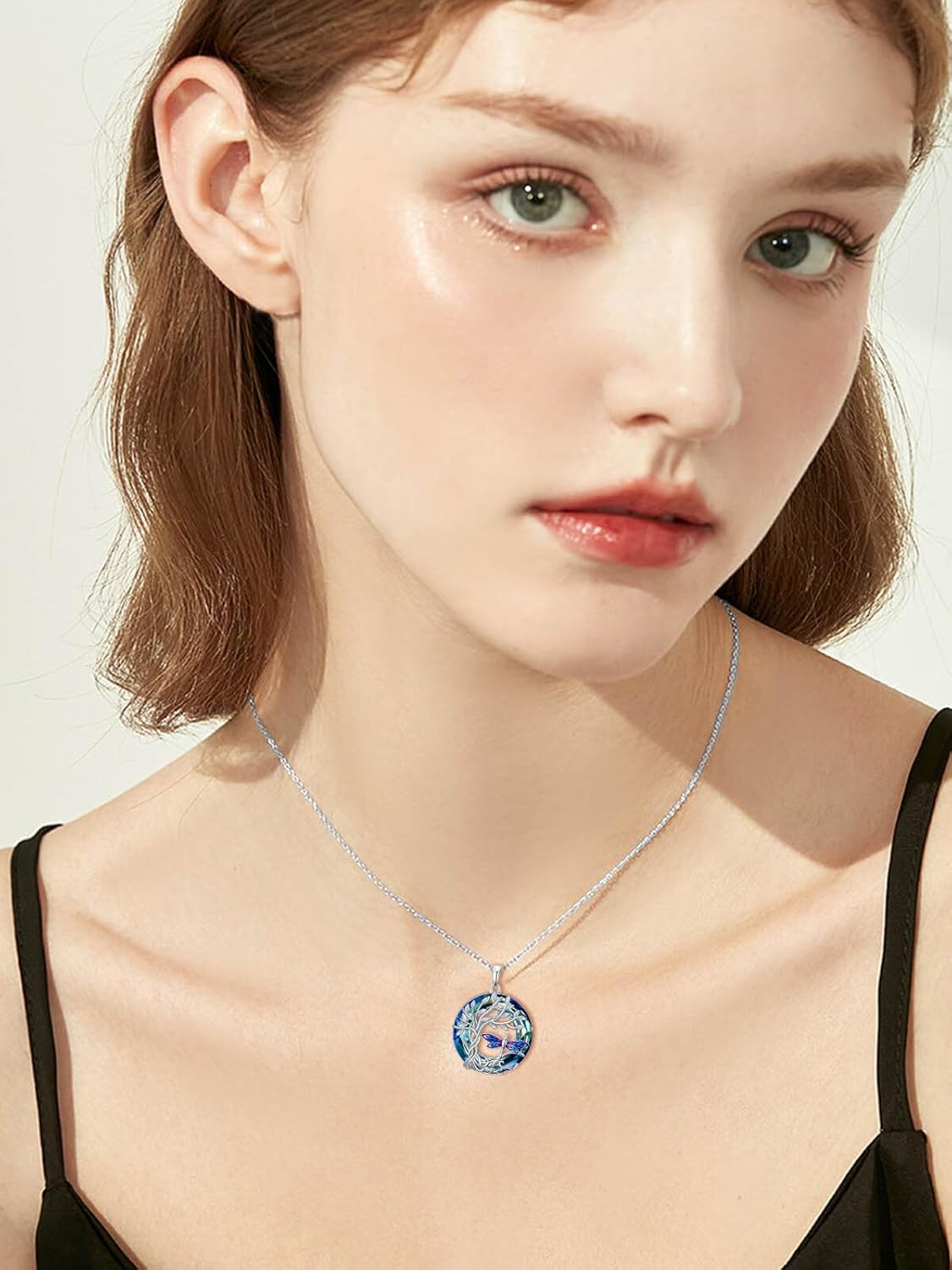 TOUPOP Sterling Silver Tree of Life Hummingbird/Dragonfly/Owl/Panda Necklace Crystal Bird Jewelry Birthday Christmas Valentines Day Gifts for Her Girlfriend Mom - Image 3