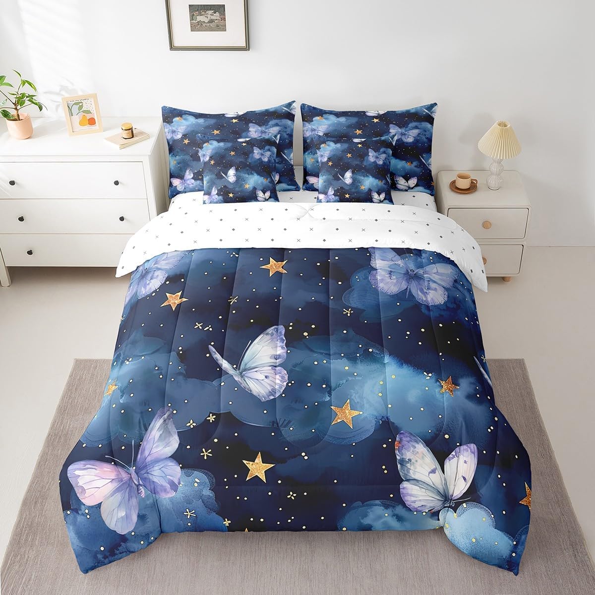 Manfei Dolphin Bedding Set Cute Dolphins Sealife Bed in a Bag Lovely Ocean Animals Comforter Set King Size 7 Pieces for Kids Boys Teens Bed Set with Comforter,Sheet Set,Pillowcases,Pillow Covers