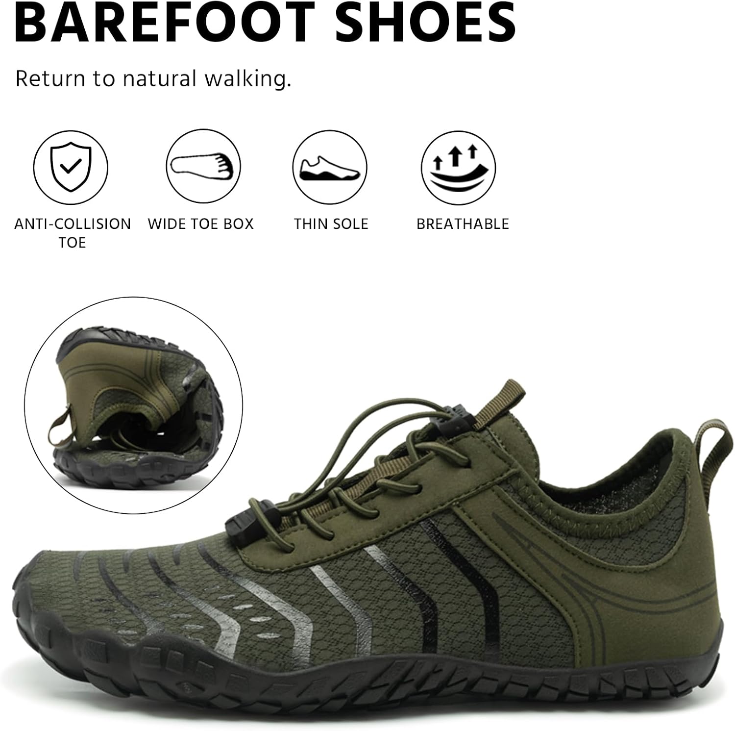 Barefoot Shoes Womens Mens Footwear for Walking Hiking with Wide Toe Box,Healthy & Non-Slip,Breathable Barefoot Vitality Water Shoes for Beach Pool Swim Outdoor (Unisex) - Image 4