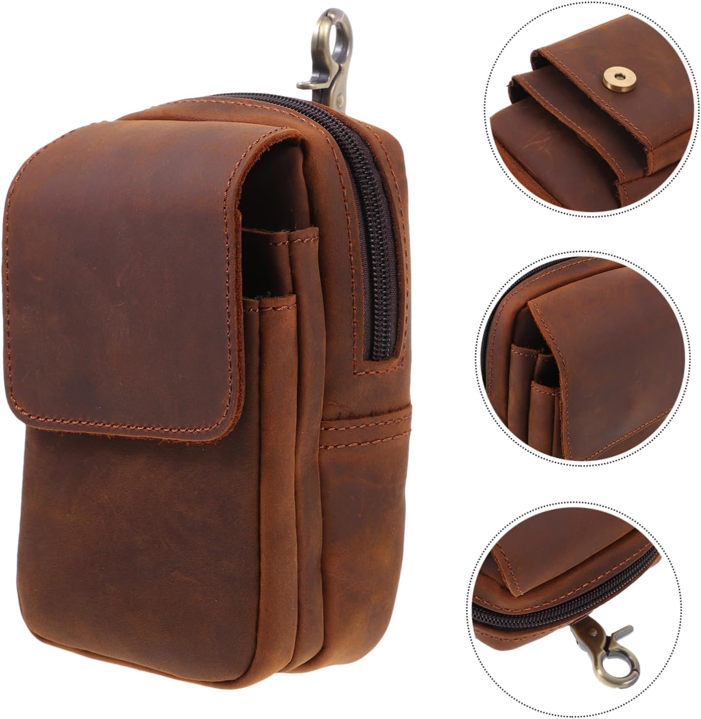 Balacoo Multifunctional Leather Waist Bag for Men Outdoor Cellphone Pouch Adjustable Phone Storage Bag for Travel