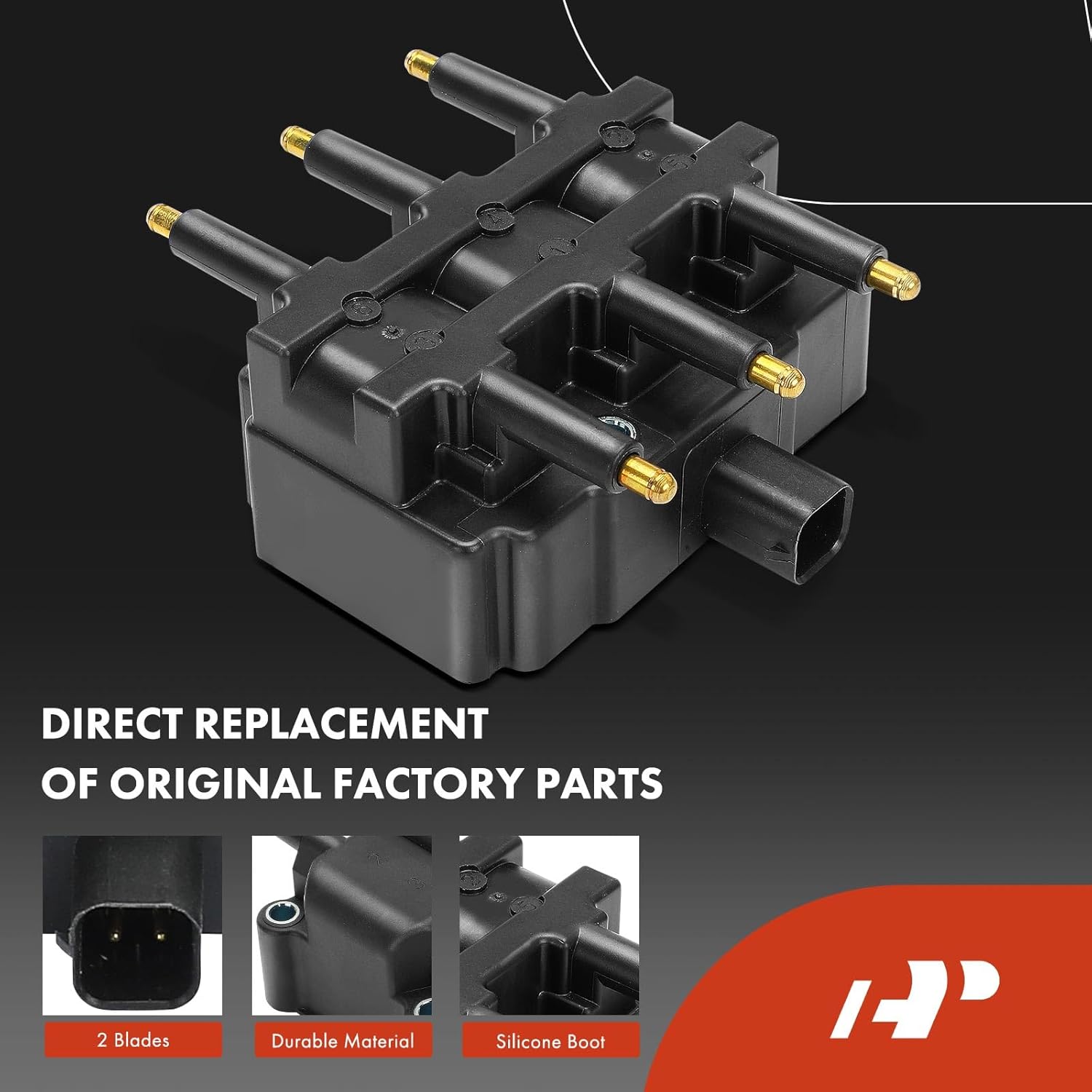 A-Premium 2x Ignition Coil Pack and 10x Iridium Spark Plugs Compatible with Dodge Ram 2500 1994-1996 8.0L, Ram 3500 1994-1996 8.0L, Replace# 88921319, 4848841AA