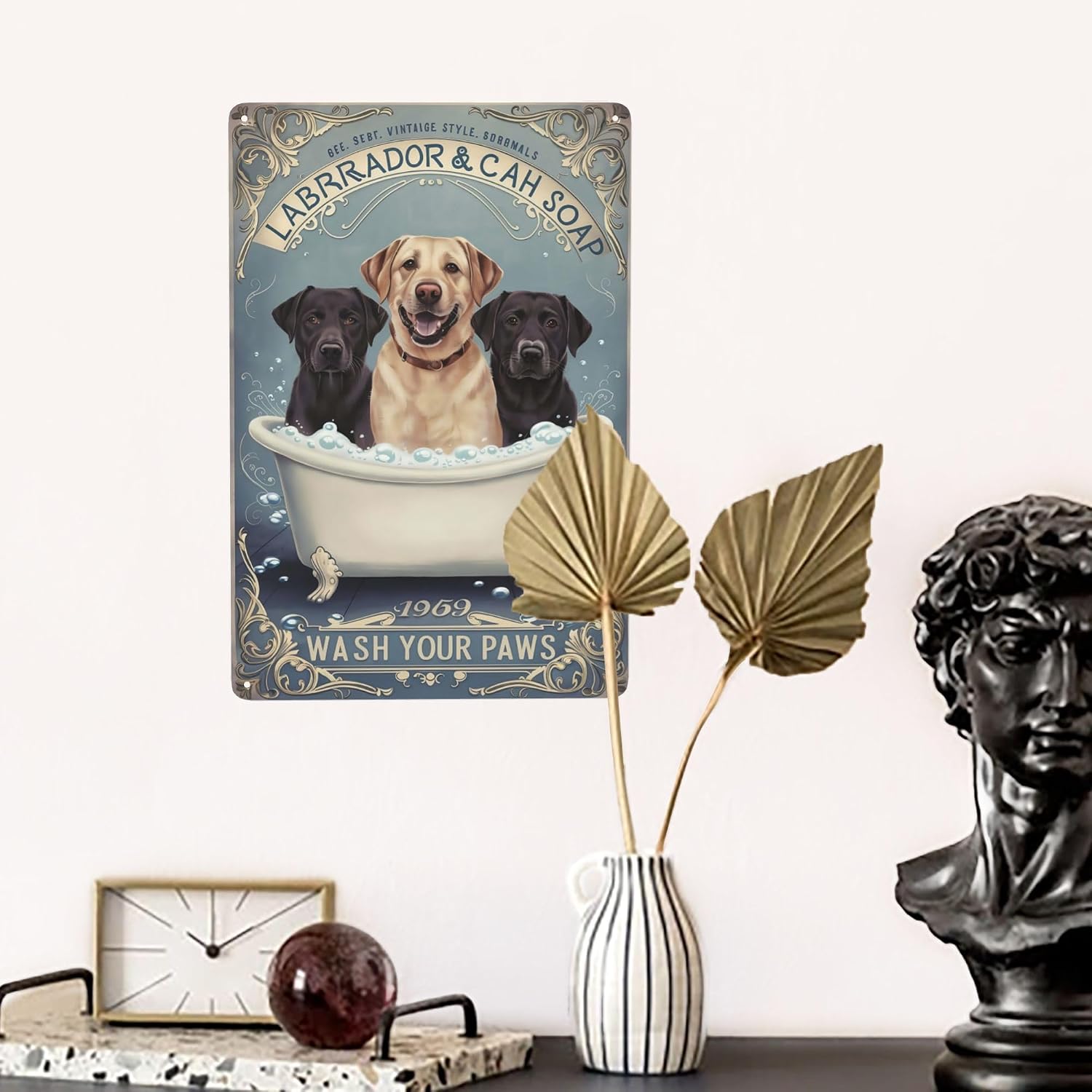 8x12 Inch Metal Sign Bathtub Labrador Dog Bathing Soap Foam Retro Wall Decor For Laundry Room Mudroom Pet Wash Station Bathroom Utility Room Dog Corner And Farmhouse Walls image 5