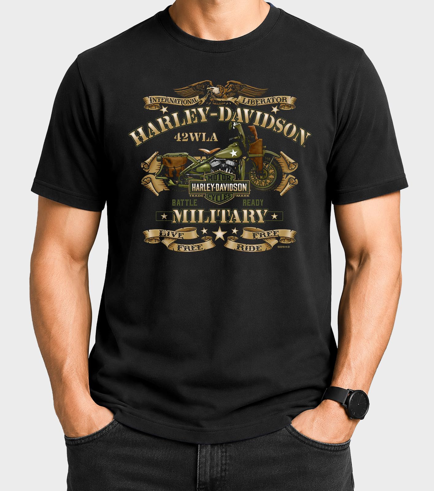 Harley-Davidson Military - Men's Graphic T-Shirt - Overseas Tour | War Bike