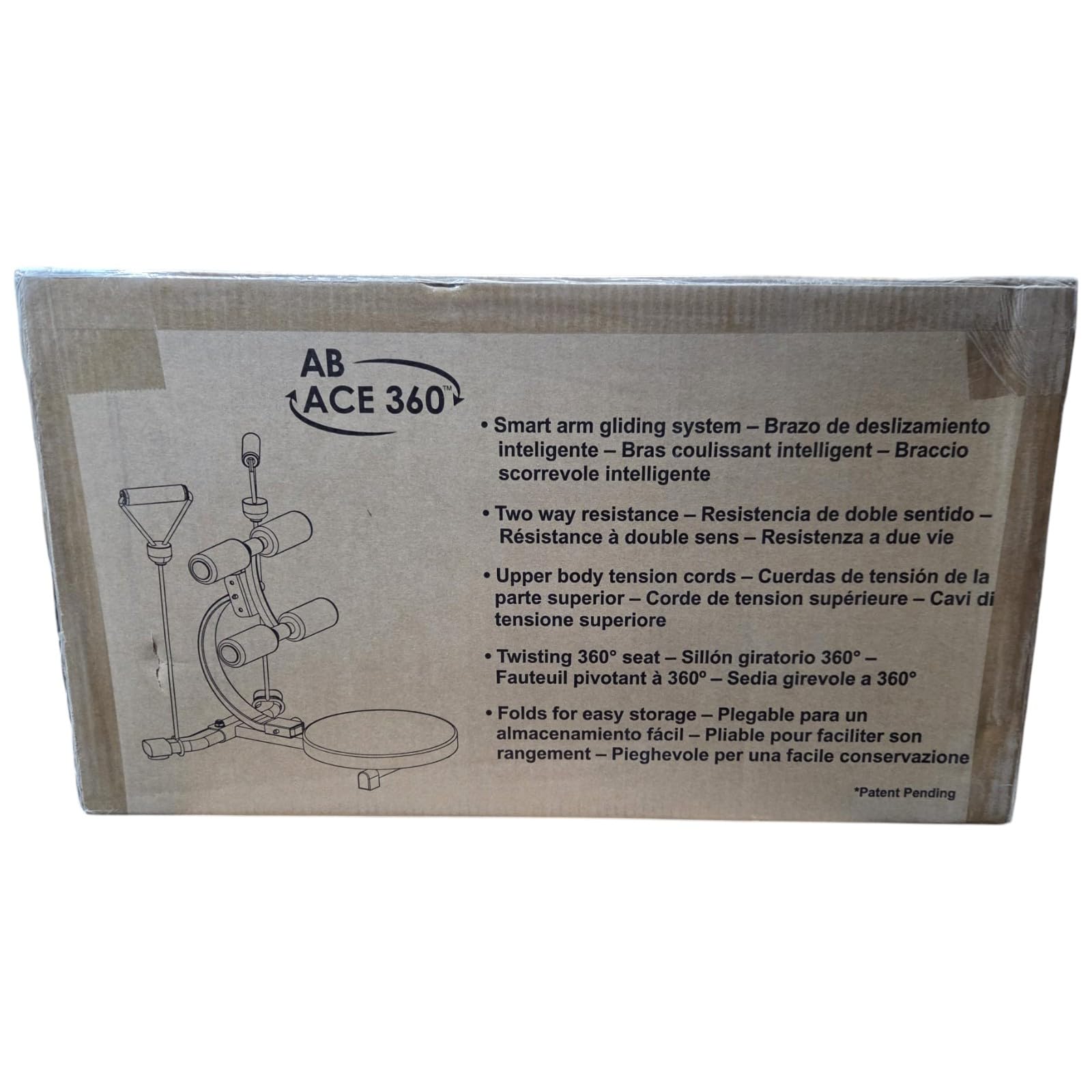 AB ACE 360 - Attrezzo Fitness per Allenamento Total Body a Casa Addominali con Seduta Rotante a 360 Gradi