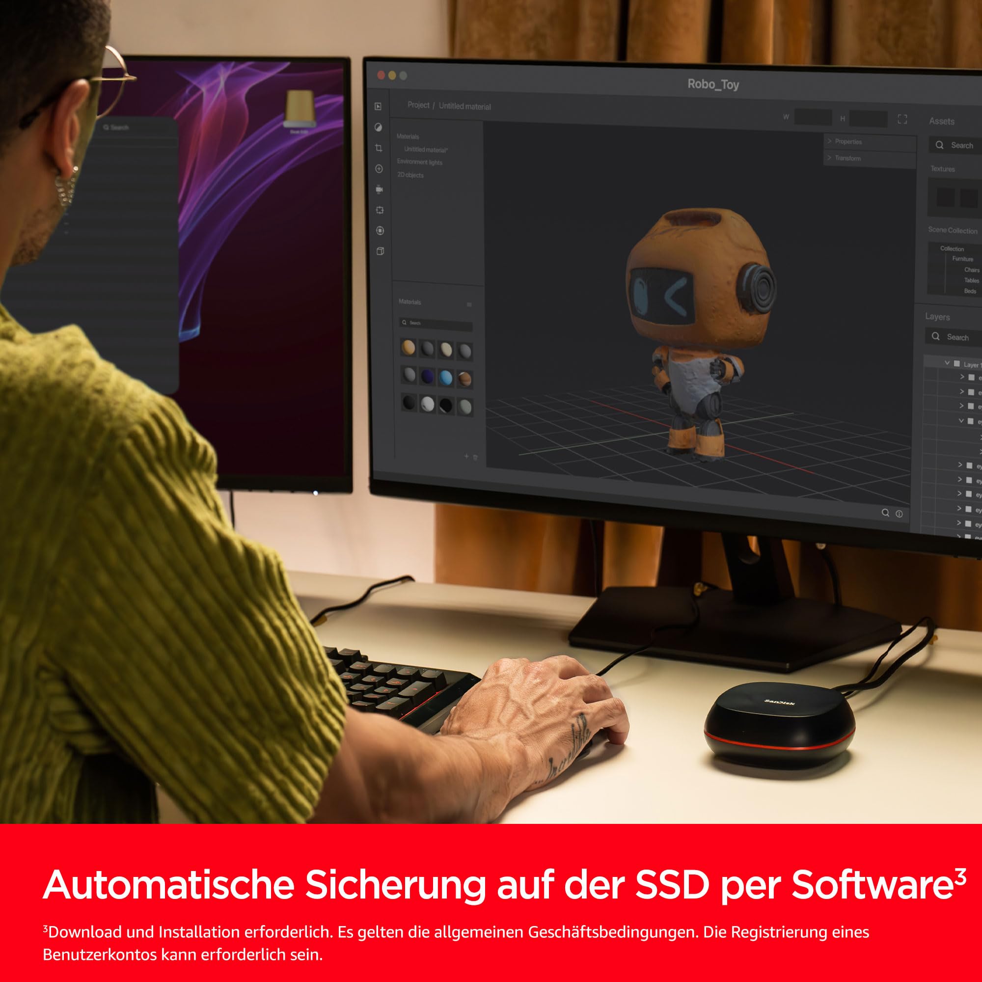 SanDisk Desk Drive SSD 8 TB (kompatibel mit Windows-Computer oder Macs, Desktop-Datensicherung, SSD-Geschwindigkeit, Lesegeschwindigkeiten bis zu 1.000 MB/s, exFAT formatiert, automatische Backups)