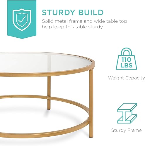 Miniatura 6 de Best Choice Products Mesa auxiliar redonda de cristal templado moderna de 36 pulgadas para sala de estar, comedor, té, decoración del hogar con