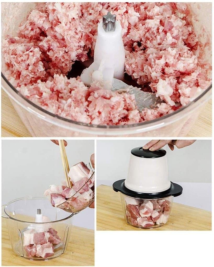 Food Processor, Household Electric Stainless Steel Automatic Meat Grinder, Meat, Vegetable, Fruit and Nut Chopper(20 * 13CM)(E)