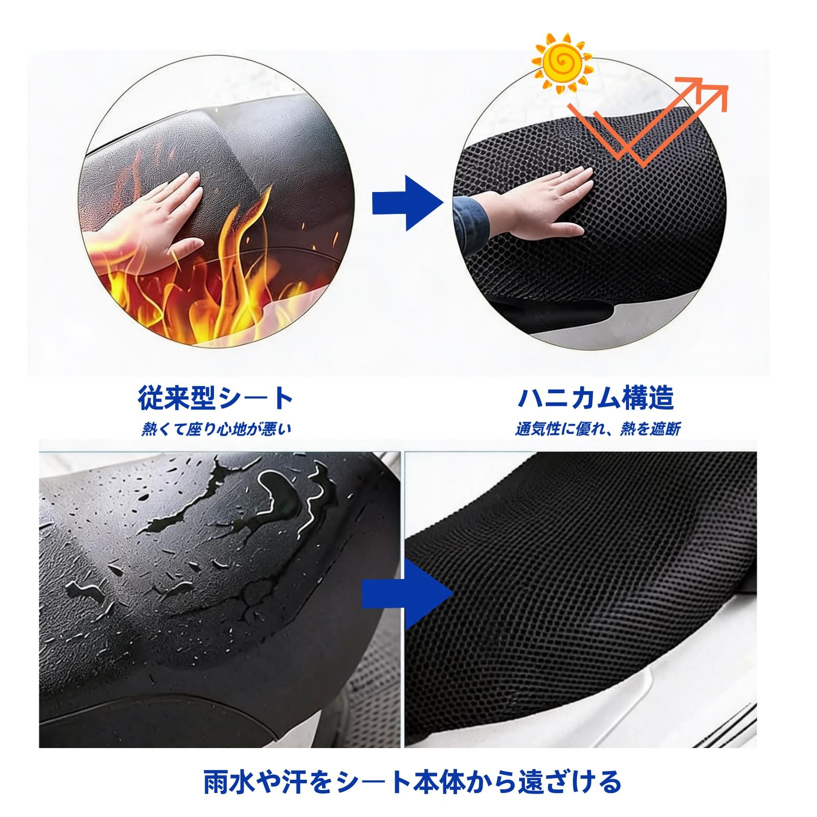 Amazon | Jisoncase バイクシートカバー 3Dメッシュシートカバー 断熱