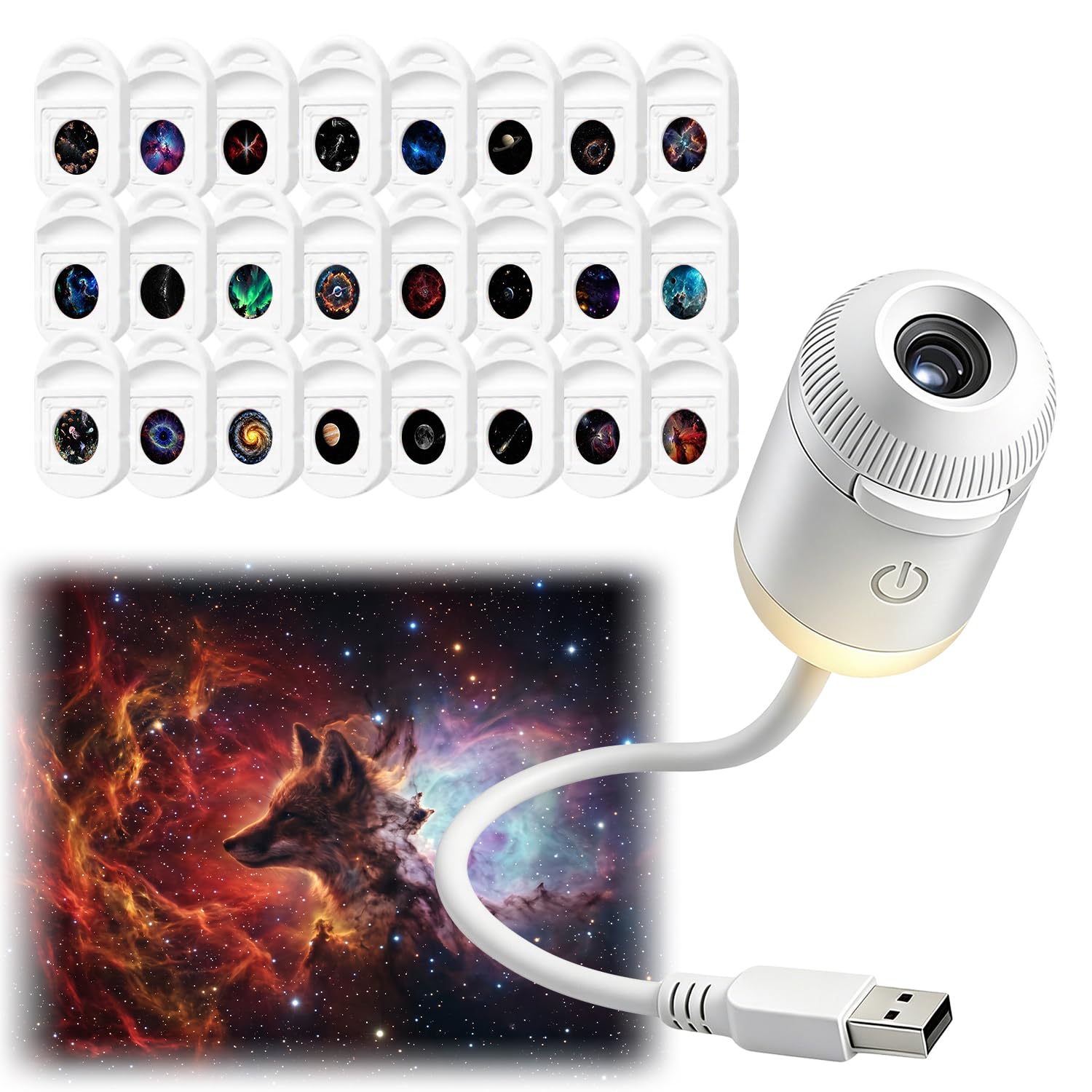 2-in-1 Galaxy Star Projector,HD Smart Holographic Night Light with 24 Films