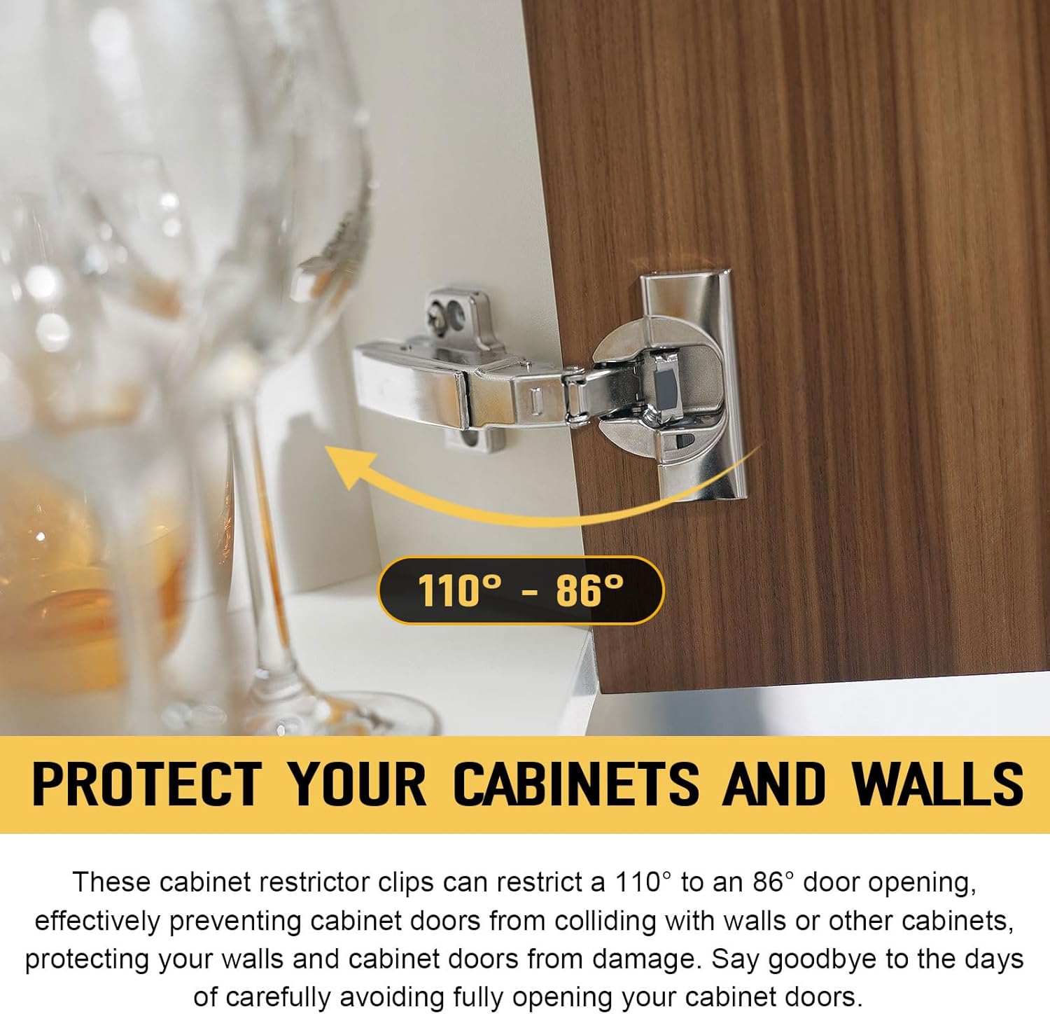 50 Pack Cabinet Hinge Restrictor Clip 70T3553 for Blum, 86 to 110 Degree Opening Angle Hinge Restriction for IKEA Kitchen Cabinets Door Limiter Clips for Blumotion Soft Close Hinges, Nylon