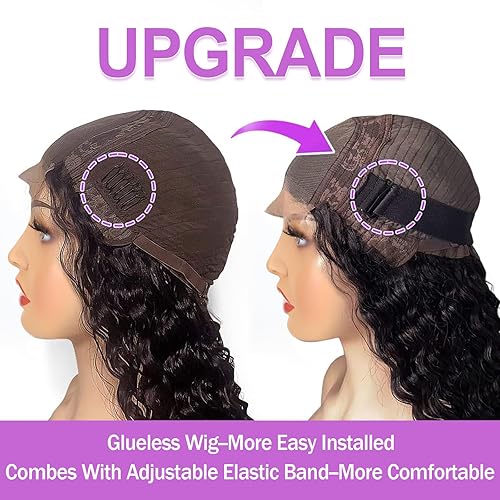 Miniatura 3 de Pelucas de cabello humano ondulado profundo con encaje frontal, densidad del 180%, 4x4, cierre de encaje transparente, pelucas para mujeres negras,