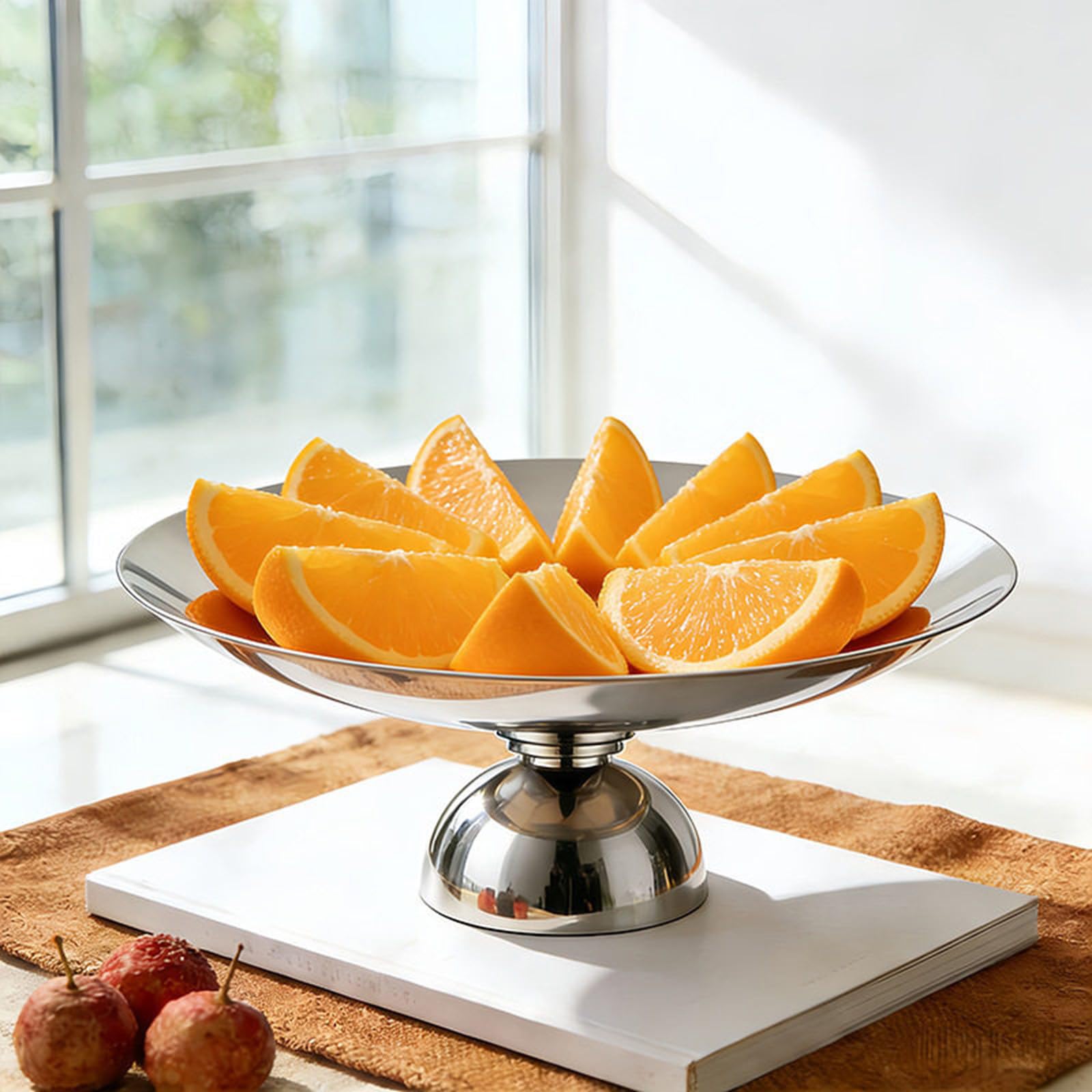 da esposizione rotondo per dessert con base piedistallo, vassoio per frutta in acciaio inossidabile per tavolo da pranzo, piano lavoro e ora del tè da dessert Vassoio per pasticceria