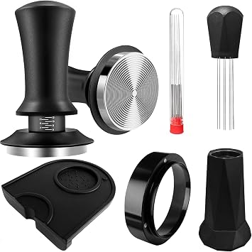 Coffee Tamper Set 53mm Espresso Accessories Kit with Wdt Tool Dosing Funnel and Tamper Mat for Barista Home Coffee Espresso Accessories Cafes and Coffee Lovers