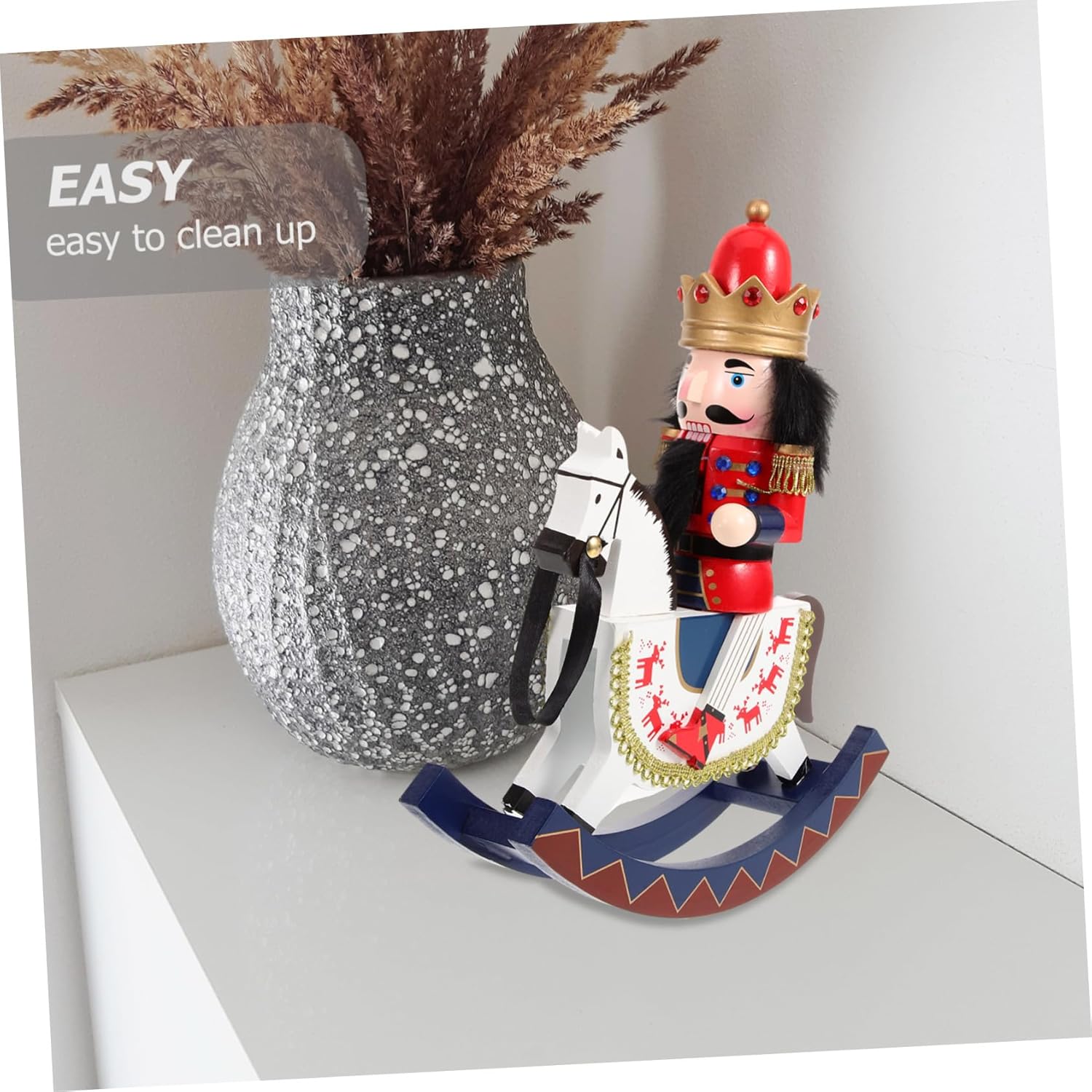 PRETYZOOM Wooden Nutcracker King Decoration Festive Christmas Nutcracker Craft Figurine for Tabletop Living Room Bedroom Handcrafted Xmas Ornament