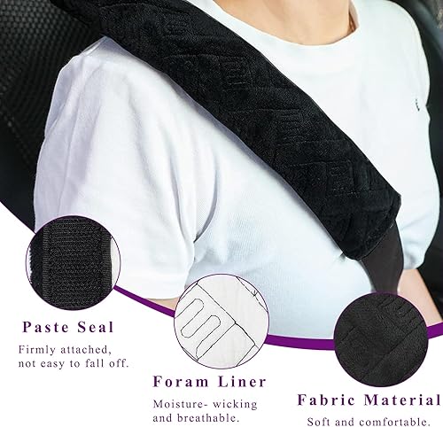 Miniatura 3 de Dickno 2 fundas para cinturón de seguridad de automóvil, suaves y cómodas, fundas seguras para correa de hombro, almohadilla de arnés que ayuda a