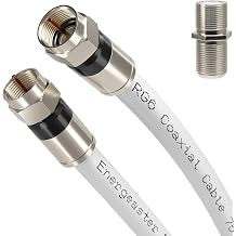 energeaster 6FT RG6 Coaxial Cable with F-Type Connector, White Coax Cable