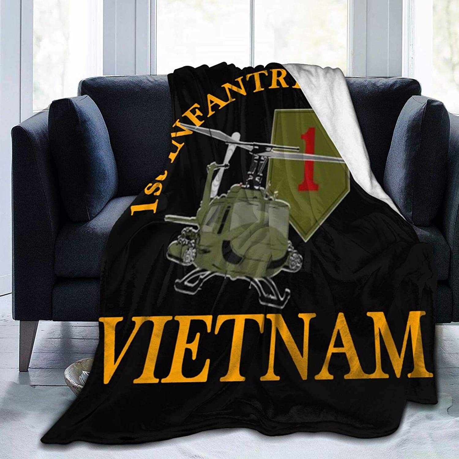 Mapsorting Throw Blanket 1st Infantry Division Vietnam for Couch All Seasons Suitable Fuzzy Bed Blankets Printed Decorations