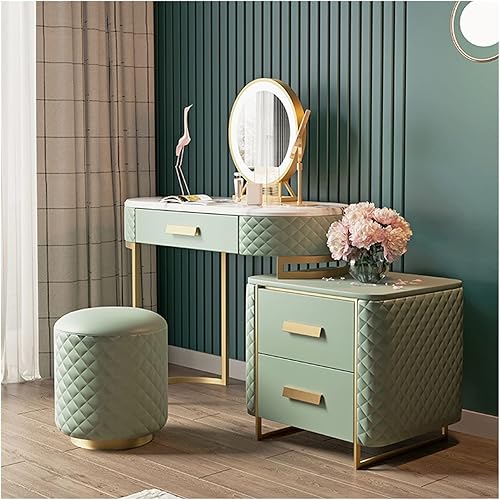 Miniatura 9 de BNNP Tocador Mesa de maquillaje, aparador de mármol, gabinete de almacenamiento, dormitorio, pequeño apartamento, mesa de maquillaje simple,