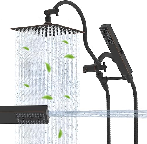 Miniatura 18 de Hibbent All Metal - Combo de Cabezal de Ducha de Lluvia Filtrado de 10 pulgadas, Varita de Ducha de Mano de Alta Presión, Brazo de Extensión Acabado