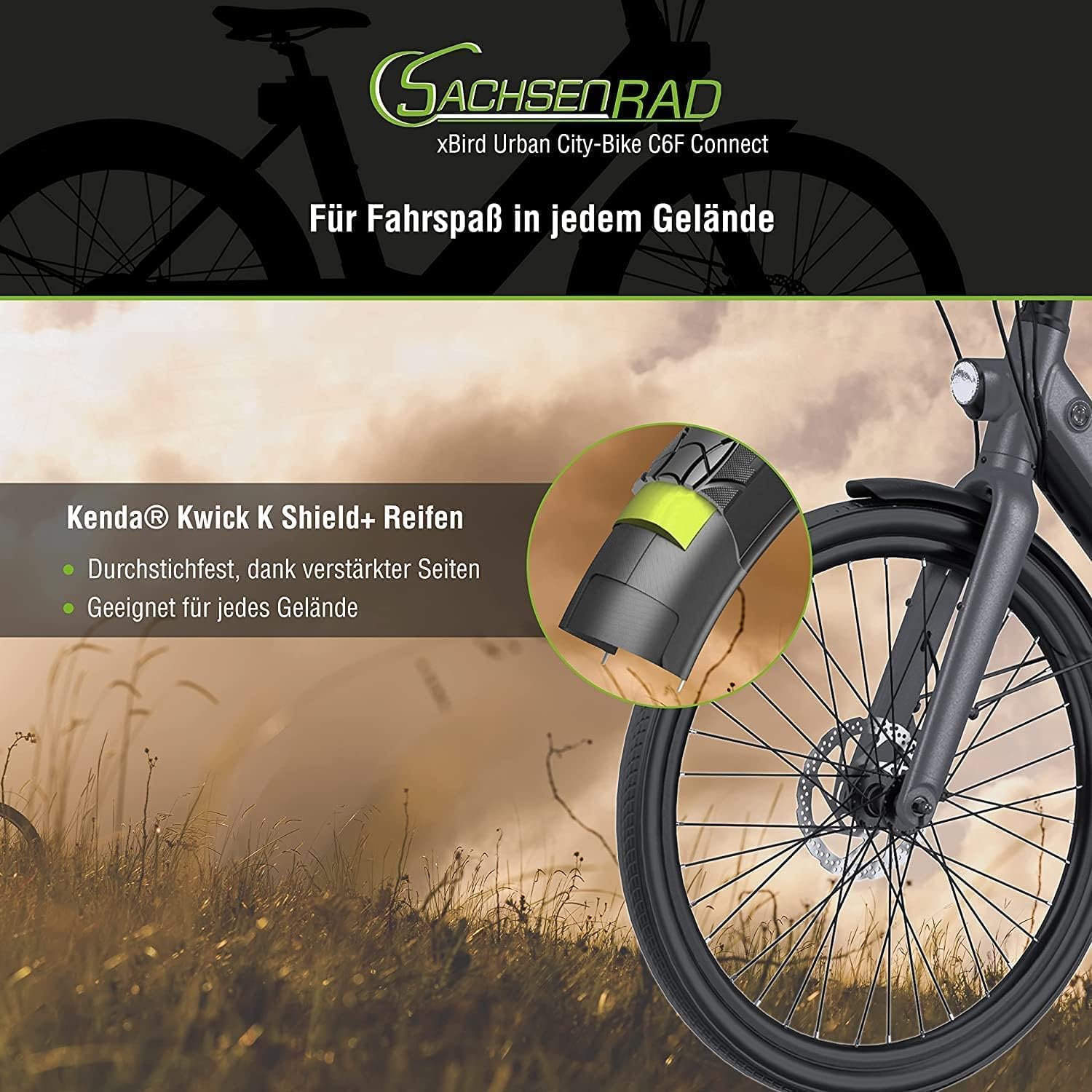xBird Vélo de ville urbain C6F Connect avec application antivol | Vélo électrique au design moderne avec écran LCD intégré et éclairage LED homologué StVZO pour 150-180CM