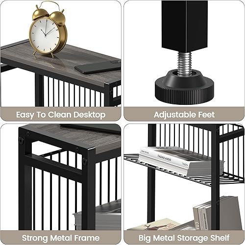 Miniatura 5 de Mesa auxiliar para espacio pequeño, mesa auxiliar estrecha de 3 niveles con soporte para revistas, mesita de noche delgada, mesa de sofá delgada