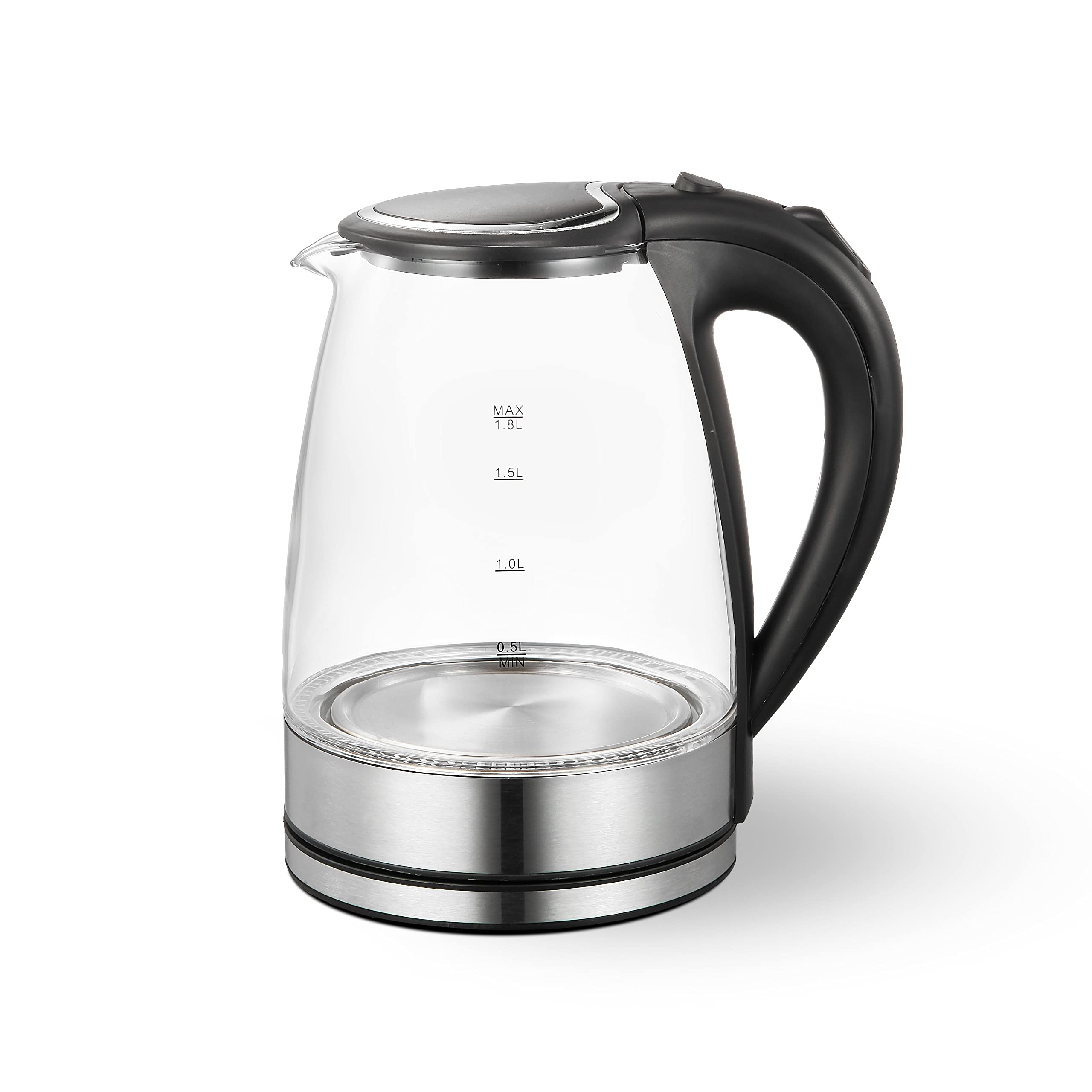 Daewoo DSWK30AT Hervidor de vidrio - Hervidor grande - Agua de ebullición rápida - 1,8 litros - 1500 Watt - Iluminación LED azul - Carcasa de acero inoxidable - Apagado automático