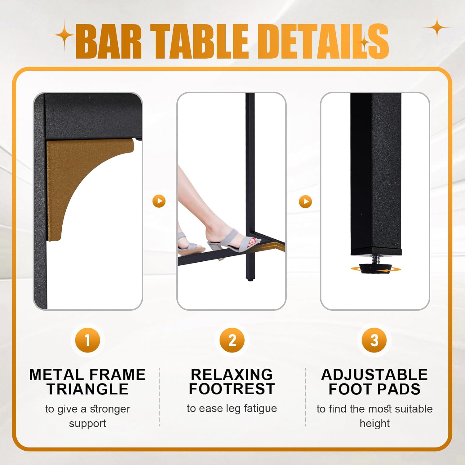 Karl home 71" Bar Table, Rectangular High Top Bar Counter Tables with Sturdy Metal Legs, Counter Height Bar Table for Small Space, Dining&Kitchen, Living Room, Easy Assembly, Rustic Brown