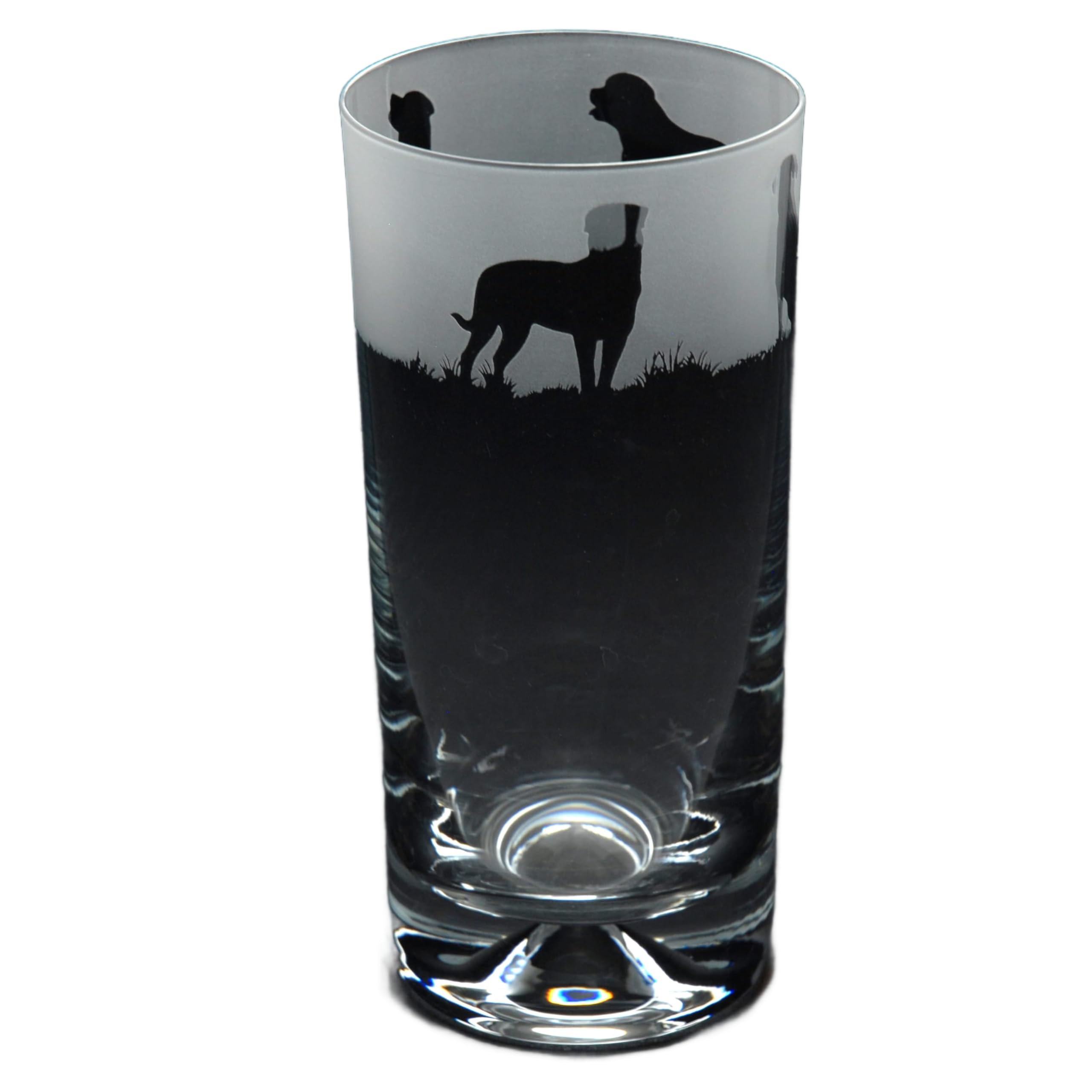 GLYPTIC Glass Art Rottweiler Dog Frieze Hand Etched/Engraved Highball Glass