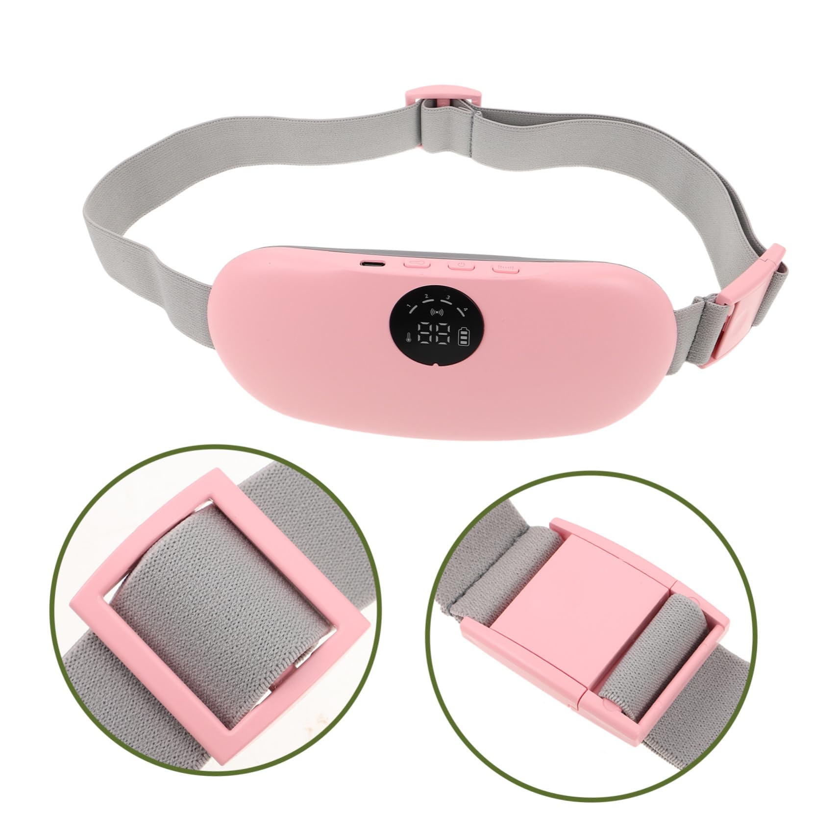 BESTYASH Cinturón Calentador de Cintura Menstrual Portátil 1 Unidad con Masajeador Lumbar y Ajuste de Calor Rápido para Alivio Abdominal en Periodos Femeninos Rosa