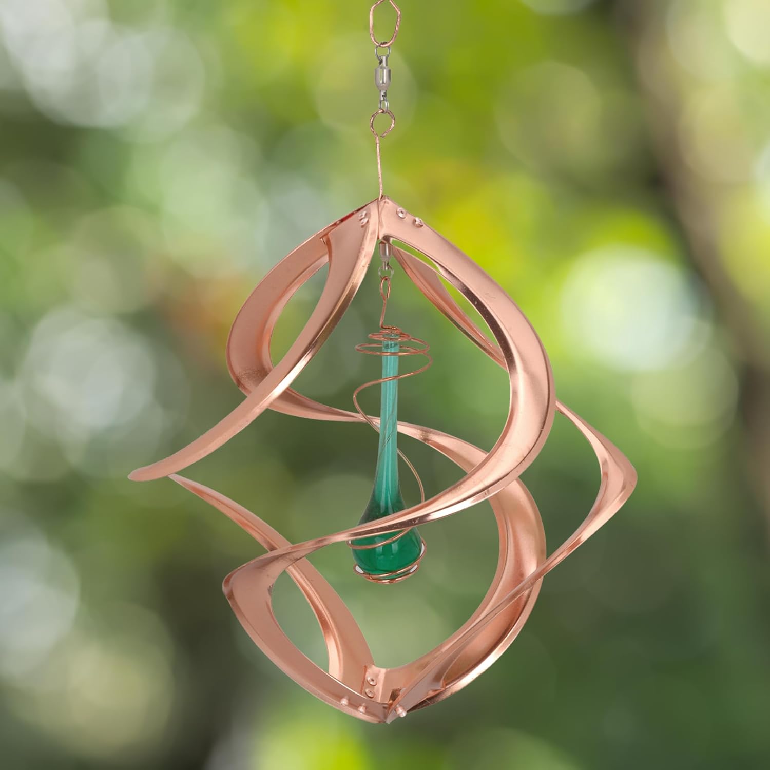 Red Carpet Studios The Original Helix Cosmix Wind Spinner 3-Dimensonal Garden Decor Small, 11-Inch, Copper - Teardrop