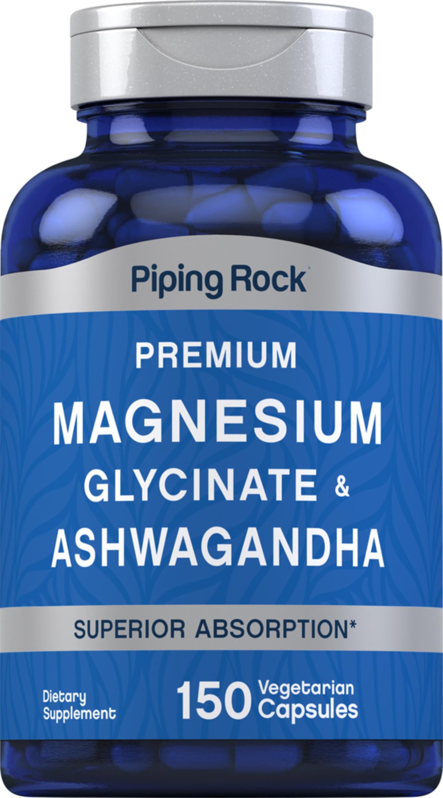 Piping Rock Magnesium Glycinate and Ashwagandha | 150 Capsules